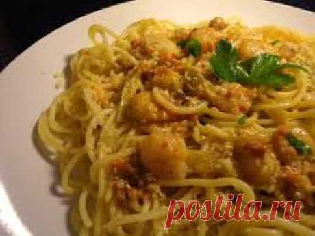 Спагетти с соусом из креветок с водкой | vkusnyymir