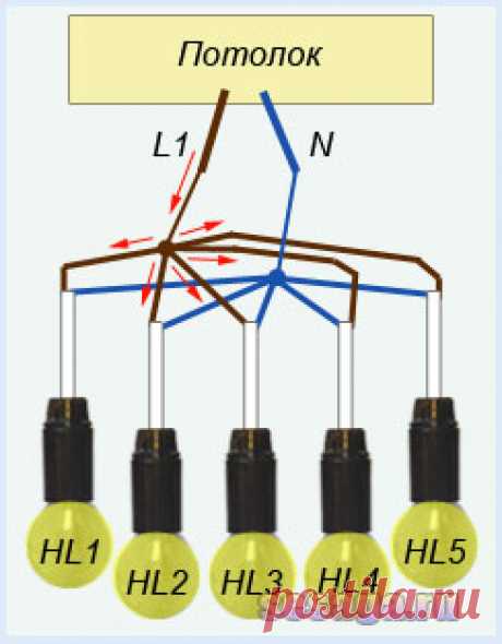 Схемы подключения люстры с 2, 3, 5 лампами. Как подключить люстру с тремя проводами | Для дома, для семьи
