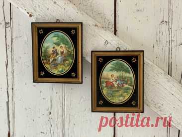 Antique Set of Framed Prints Gold and Black Regency Era Fabric Prints - Etsy