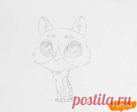 Как нарисовать собаку Бастера из My Littlest Pet Shop карандашом поэтапно