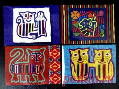 Cat Molas Post Cards Gift Set of 8 Vintage Textile Designs | Etsy