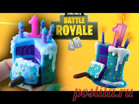 Miniature Rare Birthday Cake Back ( Fortnite Battle Royale ) - Polymer Clay