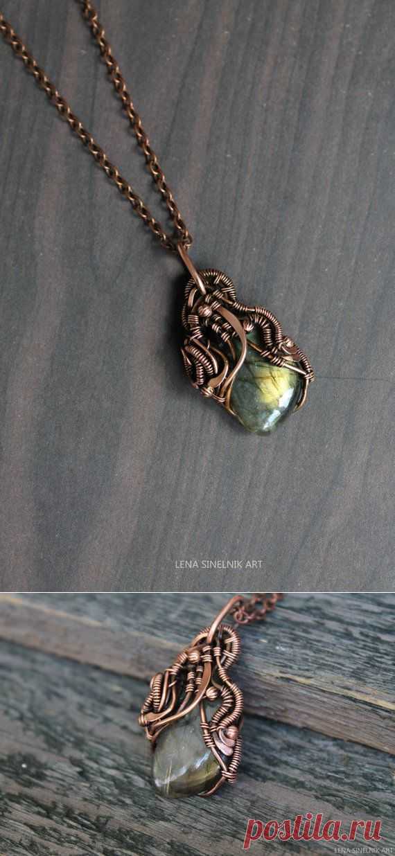 Copper pendant Wire wrap necklace Wire wrapped от LenaSinelnikArt