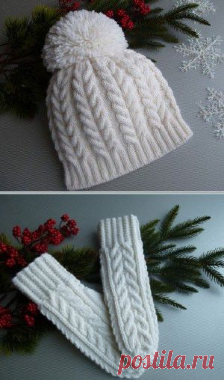 Beautiful hat knitting. Mitten knitting pattern