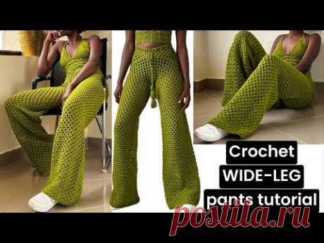 Wide leg granny stitch crochet pants tutorial