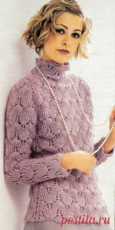 Вязаный свитер  - Мир вязания и рукоделия Лиловый свитер Размер: 44/46 Вам потребуется: 600 г шерстяной меланжевой…