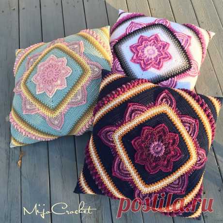 Pillow cover in crochet in flower - CRAFTS LOVED So in today's tutorial you will learn how to make pillow cover very similar to the mandala pattern in crochet, which will make your environment more beautiful and charming.