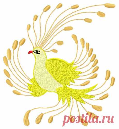 Golden bird machine embroidery design