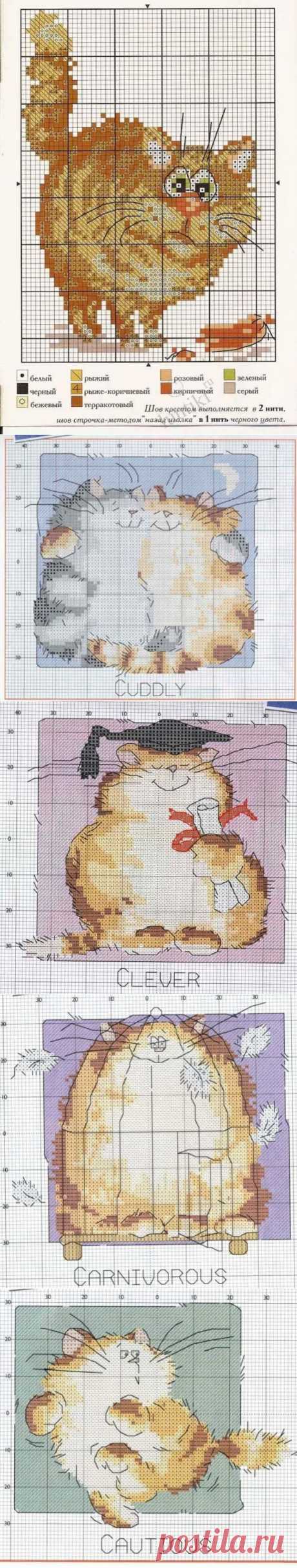 Простые схемы для вышивки крестом - Смешные кошки / Вышивка крестиком и бисером - схемы и хвастушки / Лунтики. Развиваем детей. Творчество и игрушки