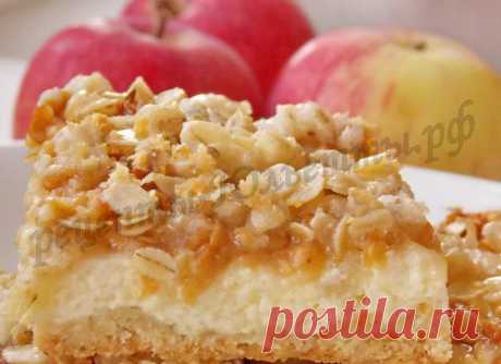 Песочный яблочный пирог c творожным кремом | Рецепты Юльетты