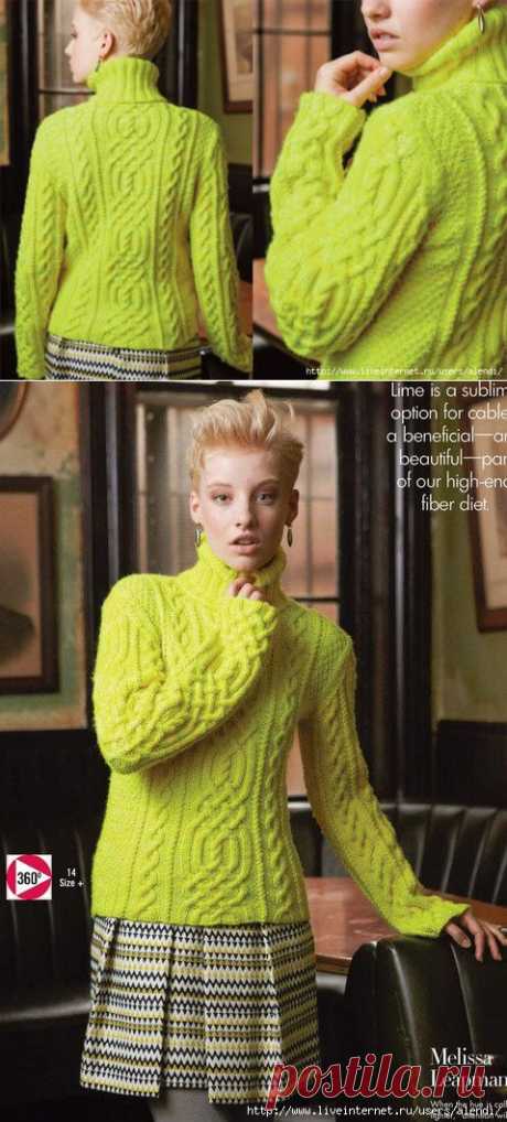 Пуловер с дорожками из кос.Vogue Knitting. | Золотые Руки