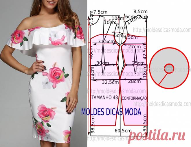 Vestido com babado nos ombros - Moldes Moda por Medida Primeiro passo, observe com atenção a transformação do molde base com medidas, no molde de vestido com babado nos ombros . Só assim pode fazer a leitura