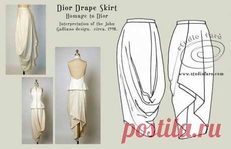 Построение Dior-овской драпированной юбки (Diy) / Простые выкройки /