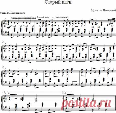 ноты для фортепиано песен  старый клен: 9 тыс изображений найдено в Яндекс.Картинках