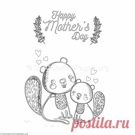 Cute Cartoon Squirrel Happy Mother&amp;#8217;s Day Card Coloring Pages &amp;#8211; GetColoringPages.org