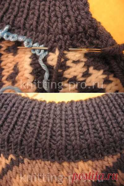 Обработка выреза горловины без застежки двойной бейкой - knitting-pro.ru - От азов к мастерству