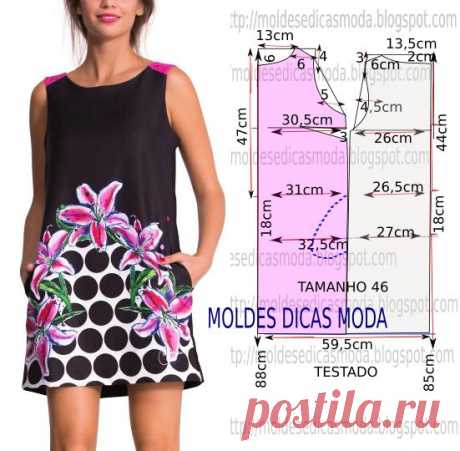 MOLDE DE VESTIDO CASUAL PASSO A PASSO COM MEDIDAS