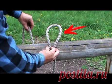 Как привязать любую веревку к столбу или дереву очень прочно, чтобы потом быстро отвязать. АвтоХак
