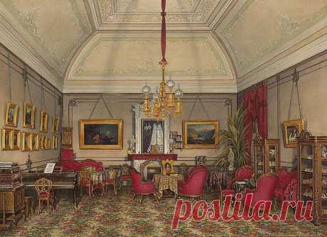 Interiors of the Winter Palace. The Fifth Reserved Apartment. The Drawing-Room of Grand Princess Maria Alexandrovna - Edward Petrovich Hau - Drawings, Prints and Painting from Hermitage Museum | brunhild110 приколол(а) это к доске Interior painting