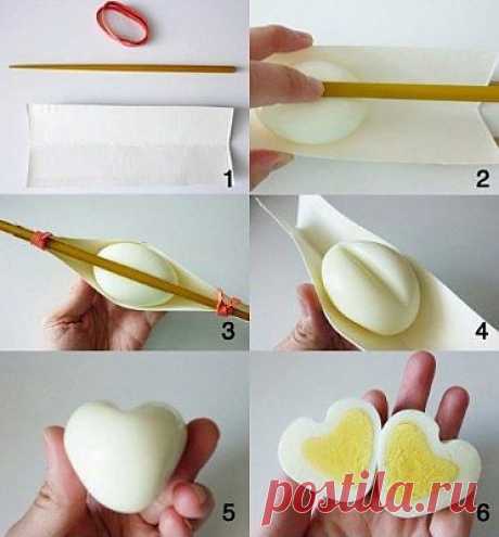 Как сделать сердечко из вареного яйца