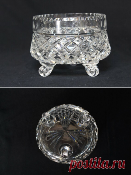 Brilliant Lead Cut Crystal Glass Footed Bowl Diamonds Lattice | Etsy