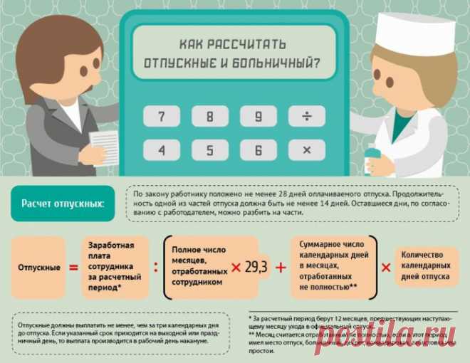 Как рассчитать отпускные и больничный? Инфографика