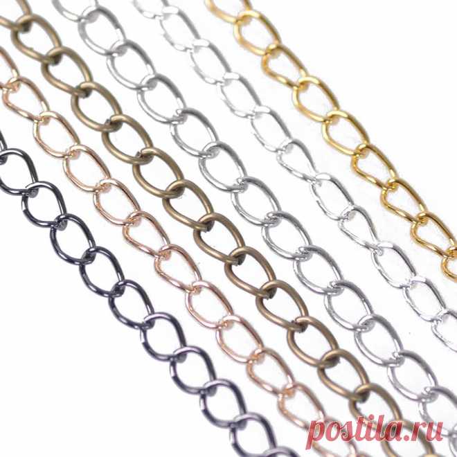 5 метров 1,8 мм 3,2 мм золото серебро цвет Железный Металл удлинительная цепочка для ожерелья для самостоятельного изготовления ювелирных изделий фурнитура для рукоделия | AliExpress