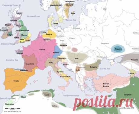 Map of Europe in the year 700  |  Pinterest: инструмент для поиска и хранения интересных идей