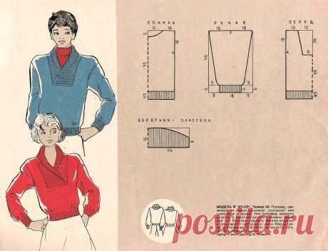Пуловеры с воротником-пластрон связанные на спицах
