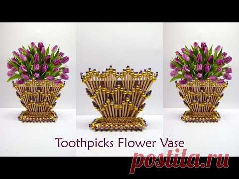 Ide Kreatif Vas bunga dari Tusuk Gigi ! Toothpicks Flower Vase DIY Ideas