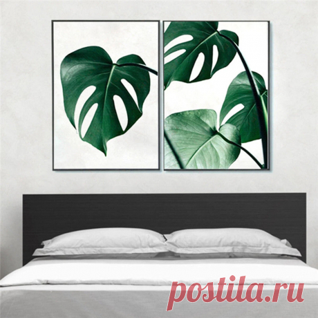 1 piece canvas print painting nordic green plant leaf canvas art poster print wall picture home decor no frame Sale - Banggood.com