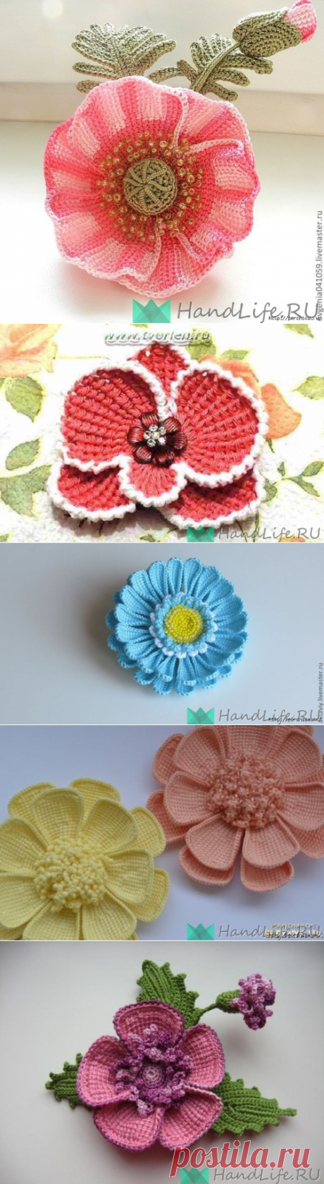 Цветок, тунисское вязание крючком (видео) / Мое творчество - вязание