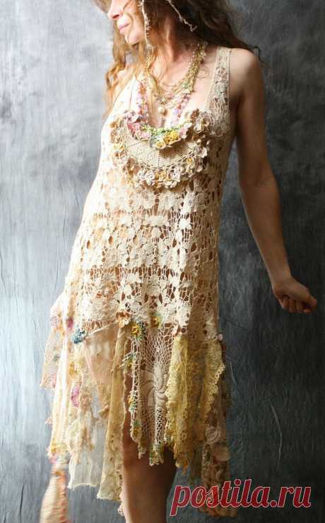 WAITING LIST Custom Order Romantic Bohemian Fairy Layering Crochet Lace Dress…