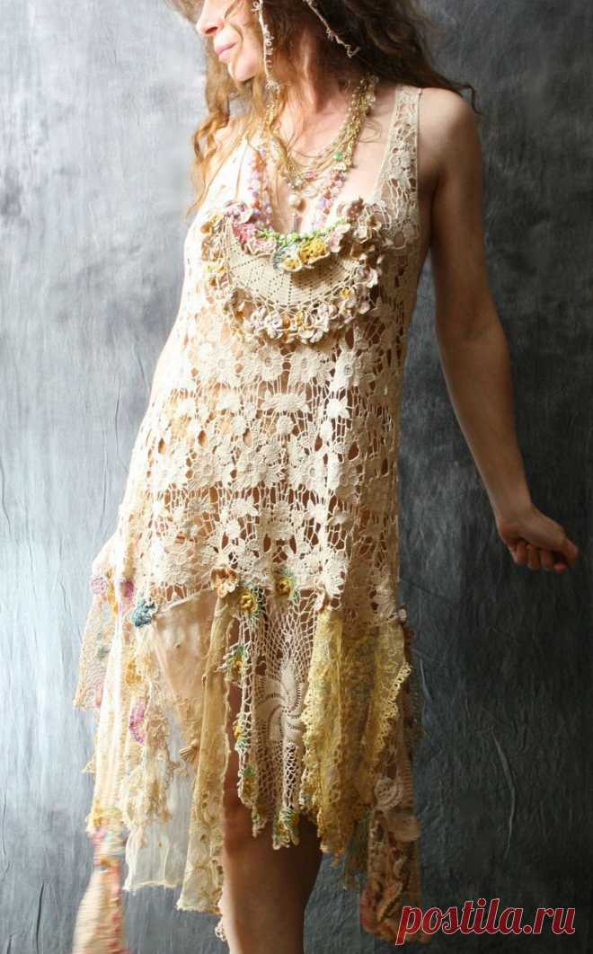 WAITING LIST Custom Order Romantic Bohemian Fairy Layering Crochet Lace Dress…