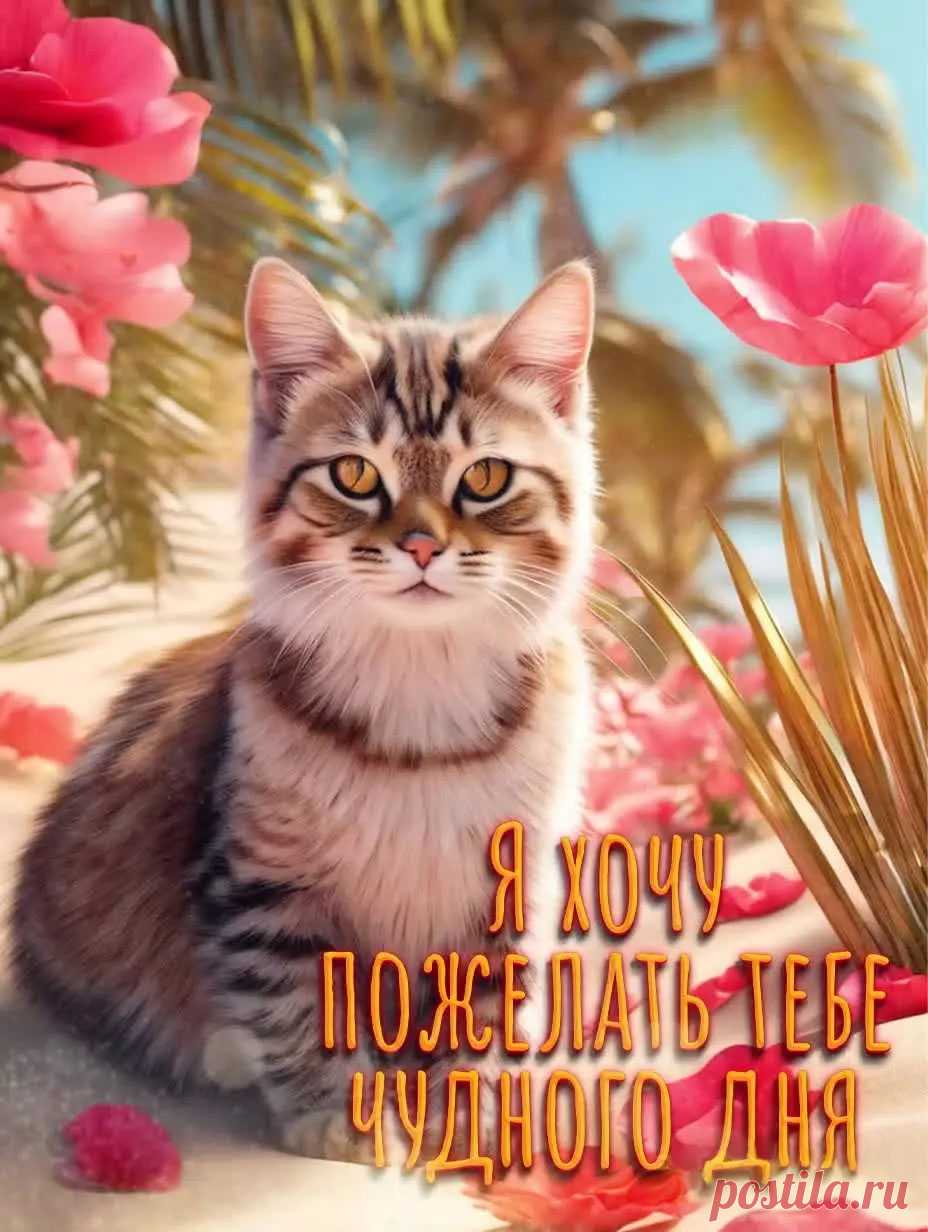 Открытка доброго дня с котиком