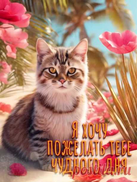 Открытка доброго дня с котиком