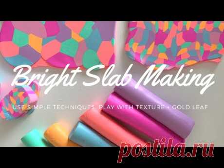 Polymer Clay Slab Making with Bright Scrap Clay, Texture and Gold Foil - YouTube