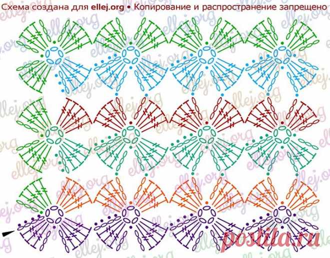 Цветочный узор Клевер • Безотрывное вязание | Вязание крючком от Елены Кожухарь