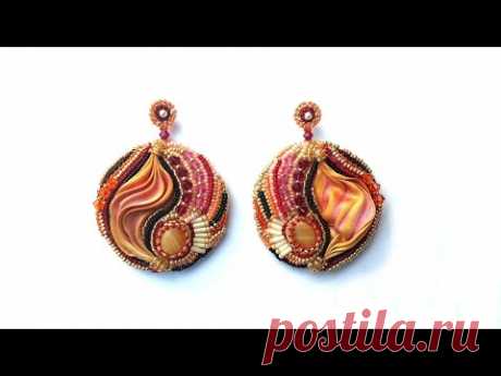 Beading4perfectionists: Shibori silk embroidery earrings part 3