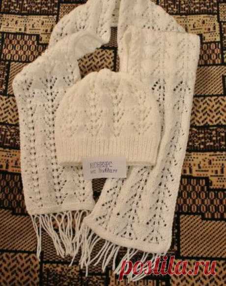 Ажурная шапочка и шарфик из рубрики Вязание для женщин. Вязание спицами модели и схемы на kNITKA.ru