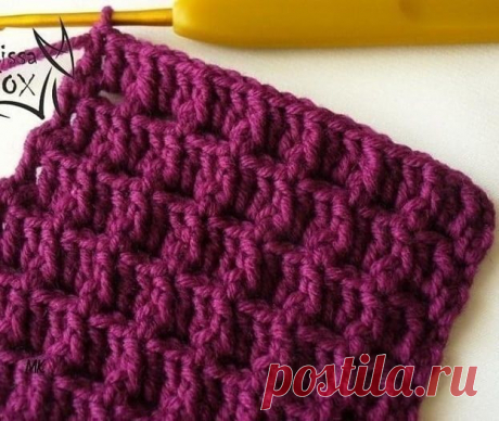 Эффектный вафельный узор крючком. Схема. / knittingideas.ru