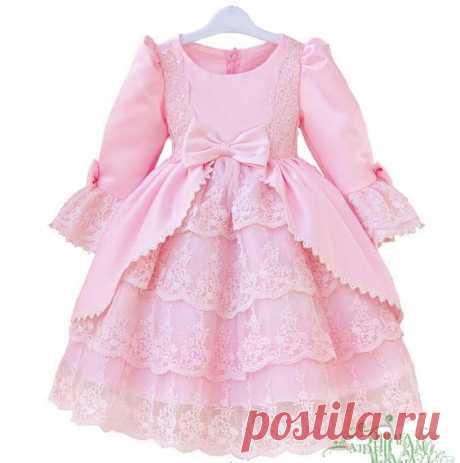Wholesale cheap dress brand -2016 spring children wedding dress prom dress girl bowknot lace long sleeve prom dresses kid prom dresses ,2colors ,6 pcs/lot d143d8 from Chinese girl's dresses supplier…