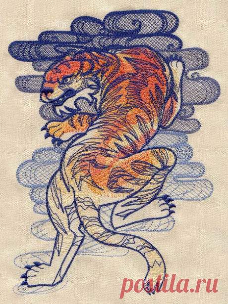 The Seven Seas - Tiger Tattoo | Urban Threads: Unique and Awesome Embroidery Designs