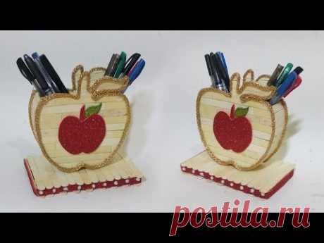 Pen Stand And Mobile Phone Holder With Ice Cream Sticks | Homemade Crafts | Best Out Of Waste