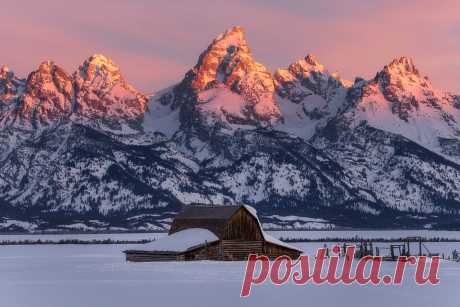 Grand Sunrise at the Moulton Barn I'm headed back to the Tetons for a couple of days. Hopefully it will be warmer than the morning I shot this image. of a beautiful sunrise at the iconic Moulton Barn.  For prints and other services, please visit my website at nicksouvall.com  Follow me on Instagram: @nicksouv