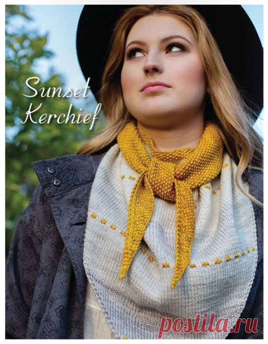 Модный осенний шарф-косынка Sunset Kerchief спицами!