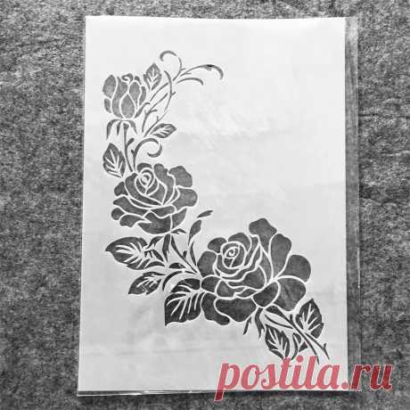 A4 29cm A Branch of Rose Flower DIY Layering Stencils Wall Painting Scrapbook Coloring Embossing Album Decorative Template - AliExpress
