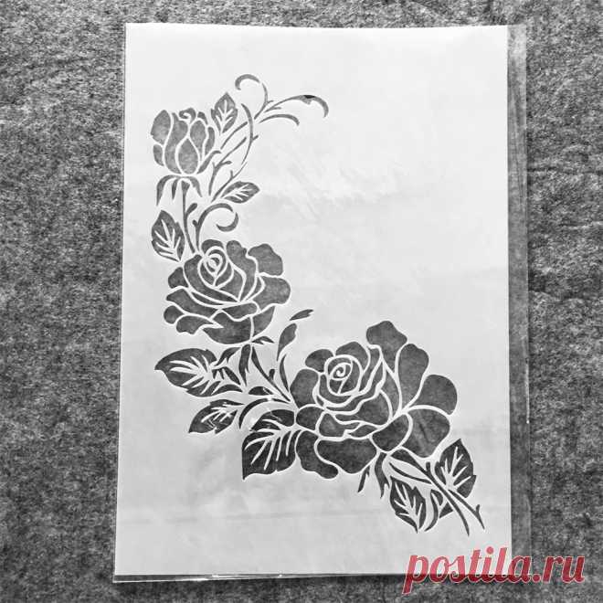 A4 29cm A Branch of Rose Flower DIY Layering Stencils Wall Painting Scrapbook Coloring Embossing Album Decorative Template - AliExpress