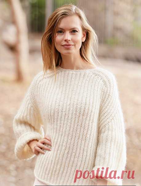 Воздушный пуловер спицами английской резинкой - Портал рукоделия и моды