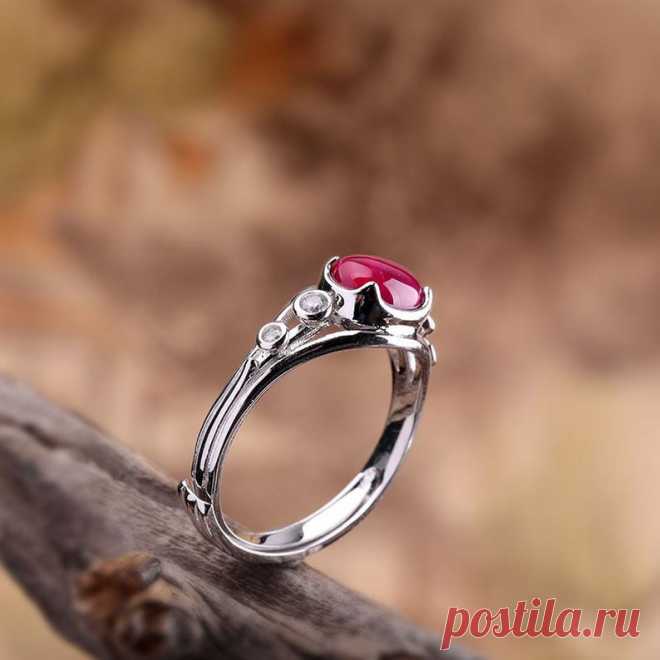 Red Ruby Corundum Ring-925 Silver Ring-Wedding Ring-Fresh Lady | Etsy